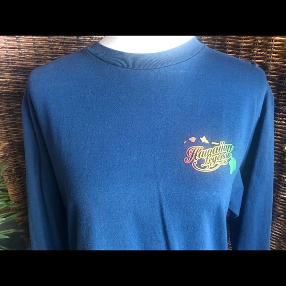 Hawaiian Legends Blue Long Sleeve Crewneck Shirt Size Medium - Picture 4 of 12